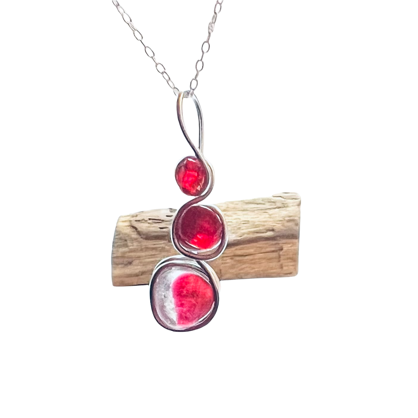 Three Piece Seaham Sea Glass Heart Pendant