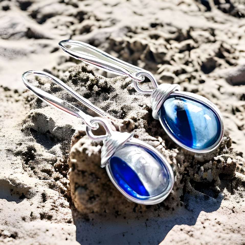 Blue Mini Seaham Sea Glass Multi Earrings