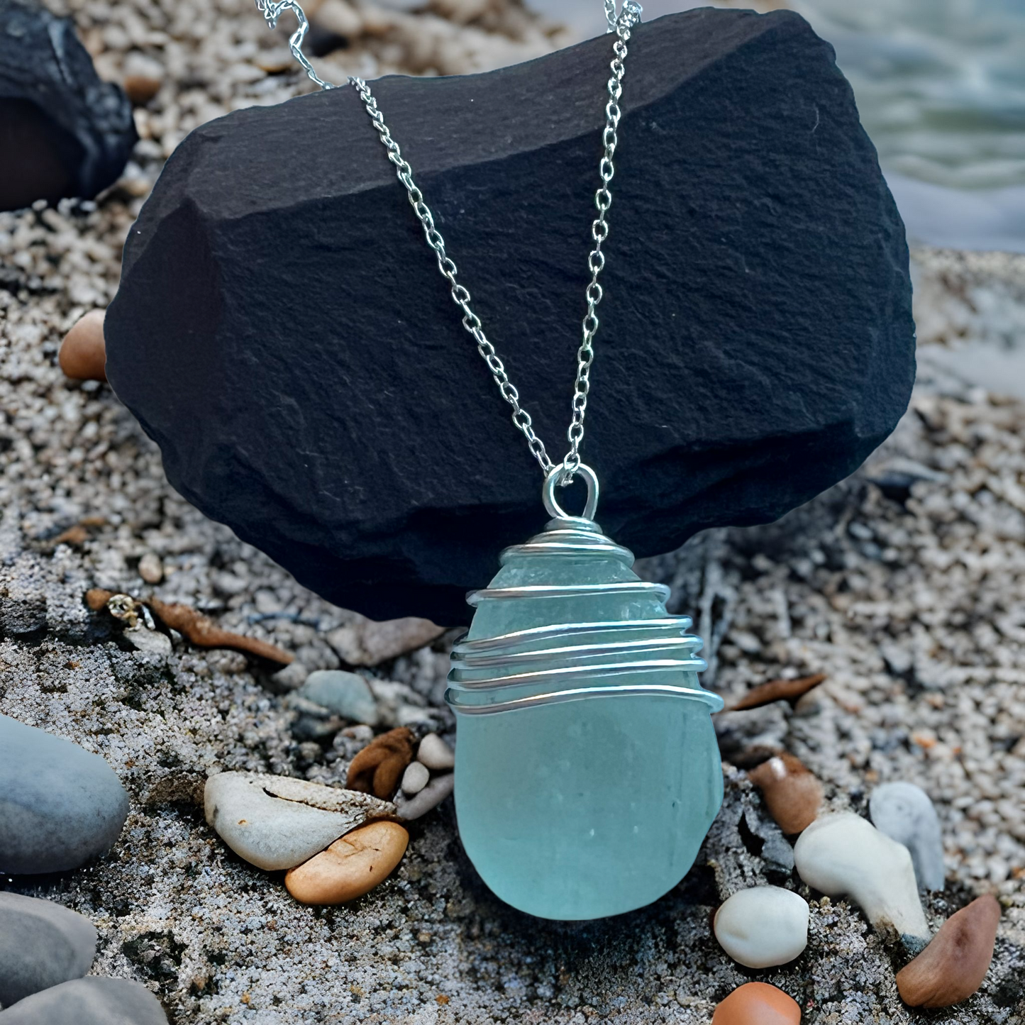 Aqua Seaham Sea Glass Pendant
