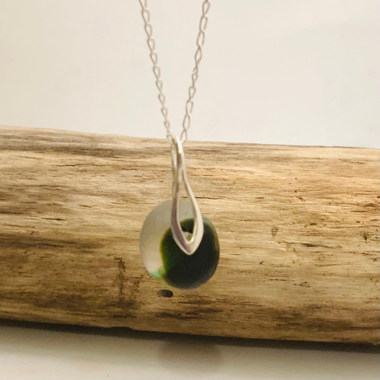 Green Seaham Sea Glass Multicolour Pendant