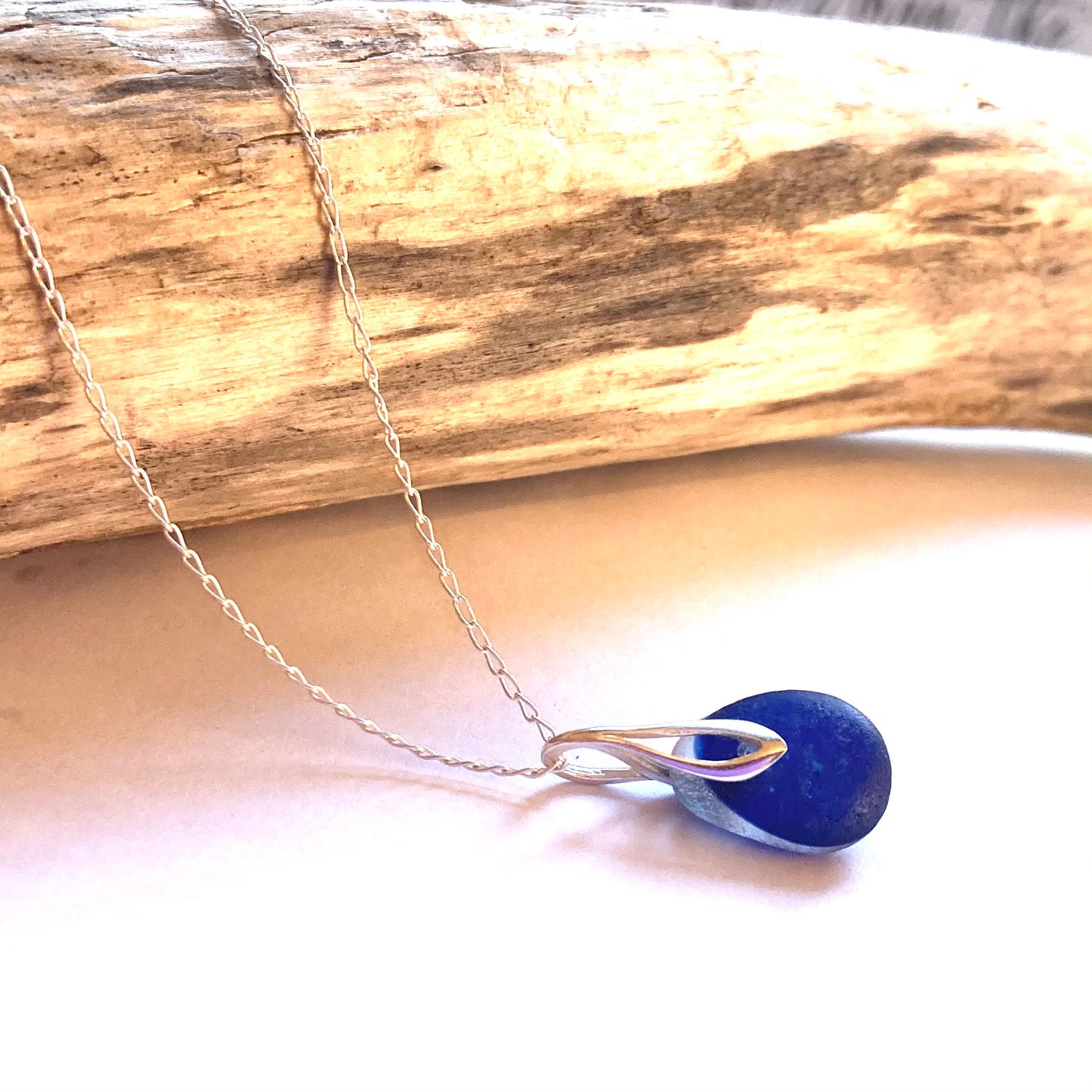 Blue Seaham Sea Glass Multi on Sterling Silver